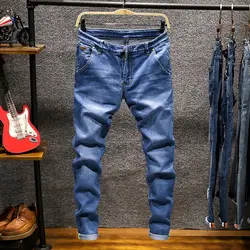 2019 модные дизайнерские обтягивающие мужские джинсы прямо печатных для мужчин's повседневное байкерские джинсы из денима Мужской стрейч
