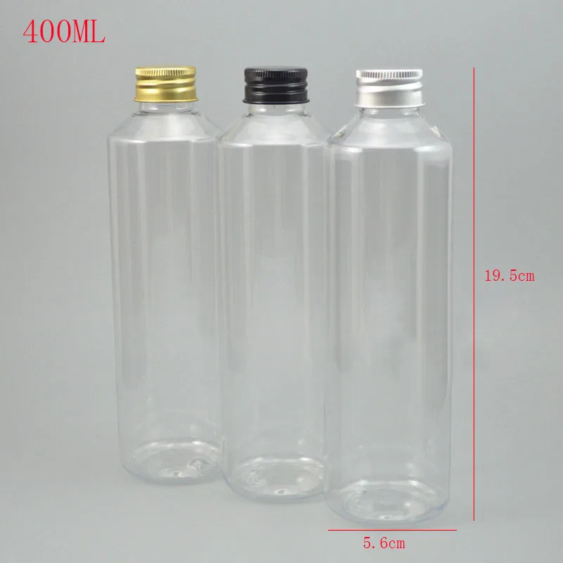 

(30pcs)400ml clear plastic bottle with bronze aluminum cap 400cc PET cosmetic liquid soap container Shampoo bottle lids