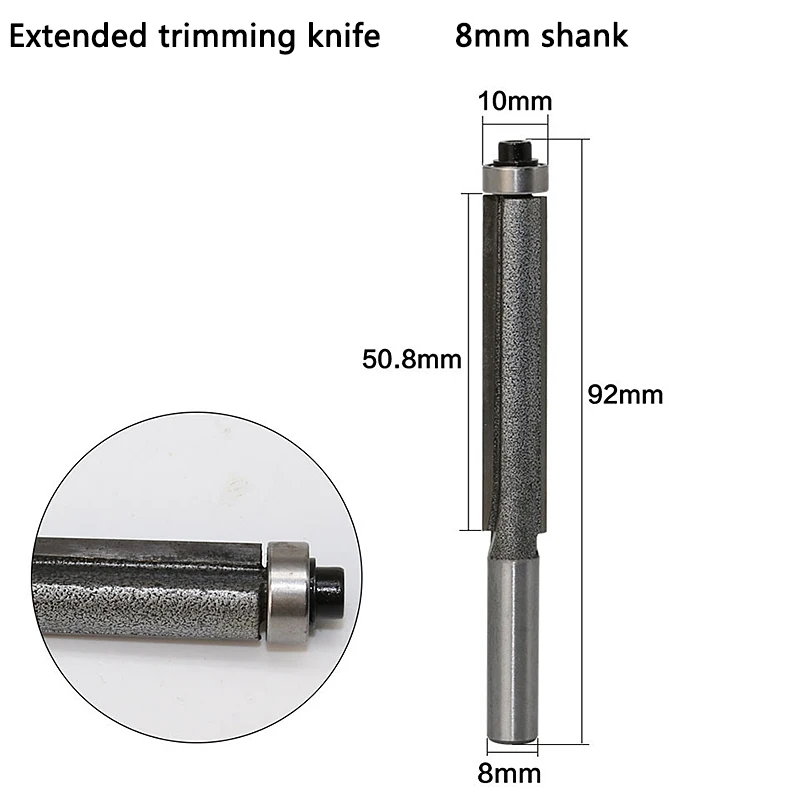  8mm Height Extra Long Flush Trim Router Bit Woodworking Milling Cutter For Wood DIY Tool Multifunct