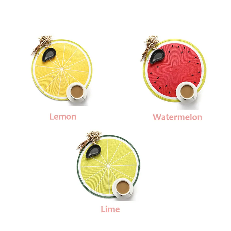 Creative Round Table Mats Fruit shape Dinning Table Placemats Anti-slip Insulation Mats Cushion Table Decoration        (10)