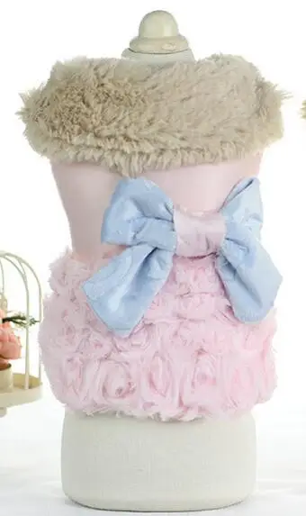 1pcs dogs cats autumn winter warm soft jackets doggy fashion bowknot coats costume puppy overcoat pet dog cat hoodies clothing