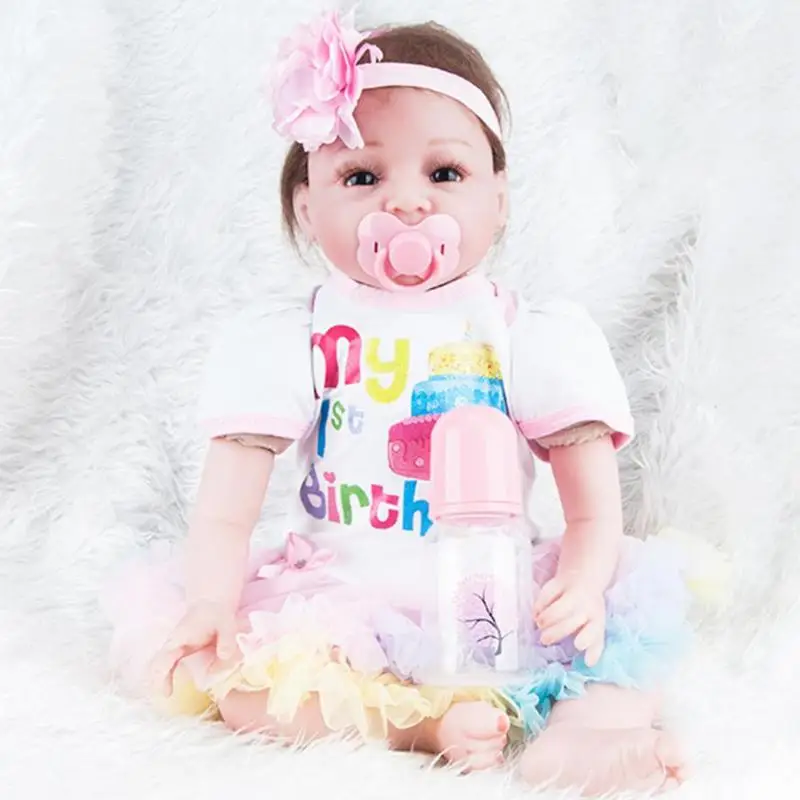

55cm Silicone Reborn Baby Doll Sleeping Baby Reborn Doll Toy Full Silicone Lifelike Baby Doll Children Playmate Toy