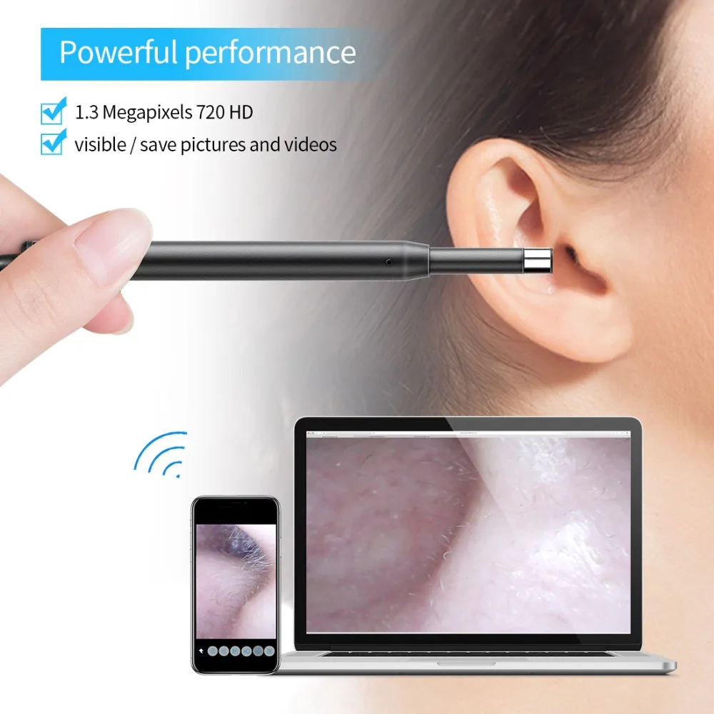 FREDI медицинский WIFI эндоскоп камера 5 мм 2 м Мини Ухо Нос Otoscope водонепроницаемый