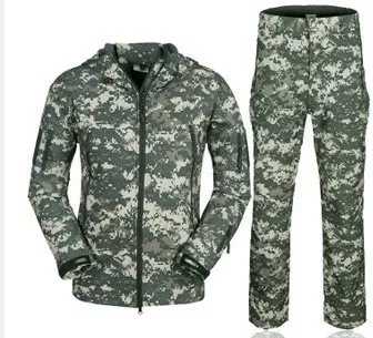 Военная Тактическая уличная Мягкая флисовая куртка, Мужская камуфляжная тактическая куртка, охотничья куртка+ штаны, костюм для тактических походов - Цвет: 7