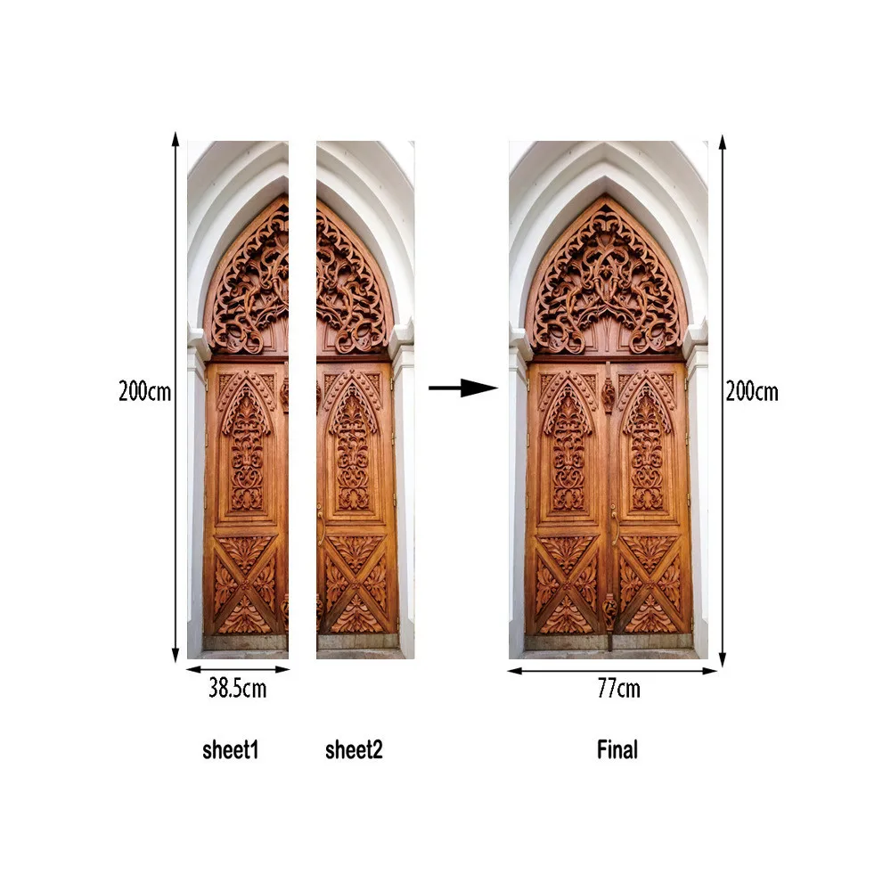 77x200 см 3D Ретро ислам креативные дверные наклейки ПВХ самоклеющиеся обои DIY водонепроницаемые настенные наклейки для гостиной спальни