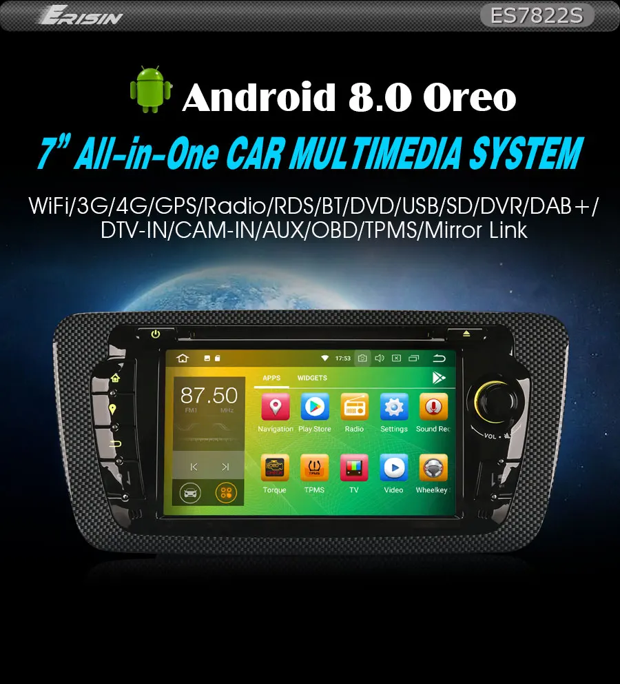 Discount Erisin ES7822S 7" Android 8.0 Car GPS Radio DVR DAB+ DVD For SEAT IBIZA 7 Discount Erisin ES7822S 7" Android 8.0 Car GPS Radio DVR DAB+ DVD For SEAT IBIZA 7