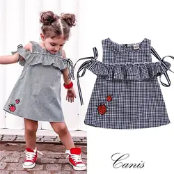Одежда для малышей 0-24 месяцев, летнее платье без рукавов для новорожденных, клетчатое платье для маленьких девочек, нарядные платья-пачки