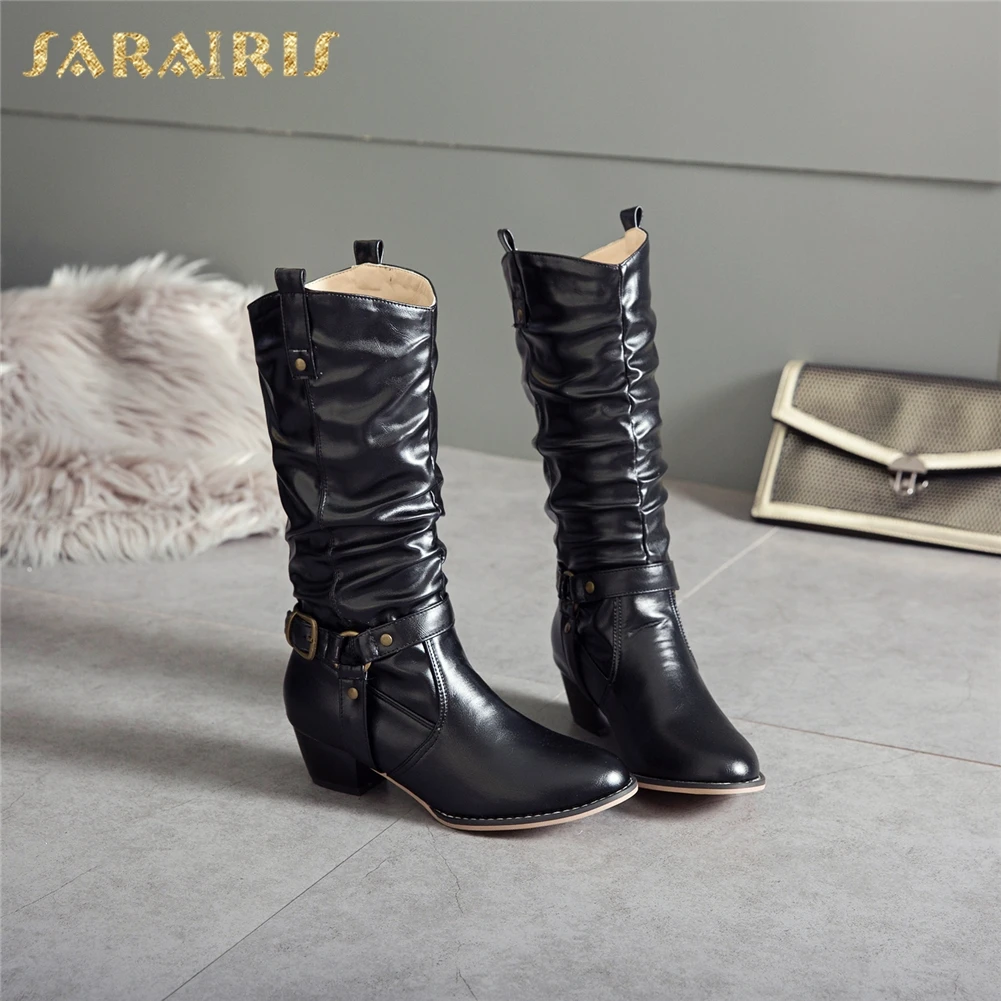 SARAIRIS/Новинка, большие размеры 34-50, Прямая поставка, Женская обувь в стиле ретро, женские ботинки, винтажные ковбойские ботинки, женская