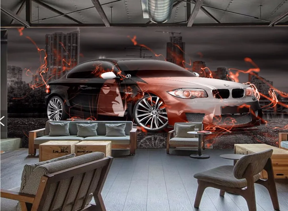 Пользовательские фото обои 3D спортивный автомобиль 3D обои нетканые гостиная спальня бар 3D Роспись