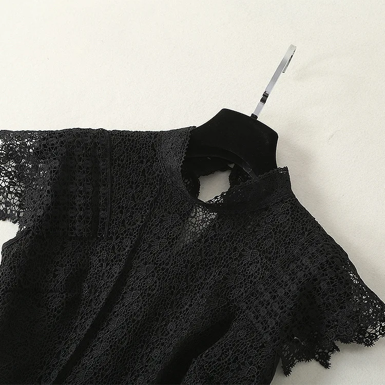 Style Robe Américain Impression Manches Européen Mosaïque Courtes D'été Pour Vêtements L'eau Et Soluble Fleur Nouveau 2019 Dot Dans De Plissée Femmes AXFqRB