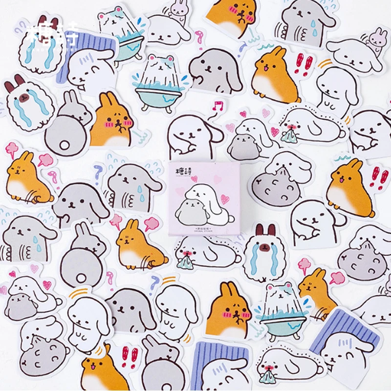 

45pcs/lbox Big ear dog mini paper sticker decoration stickers DIY Notebook Ablum diary scrapbooking label sticker stationery