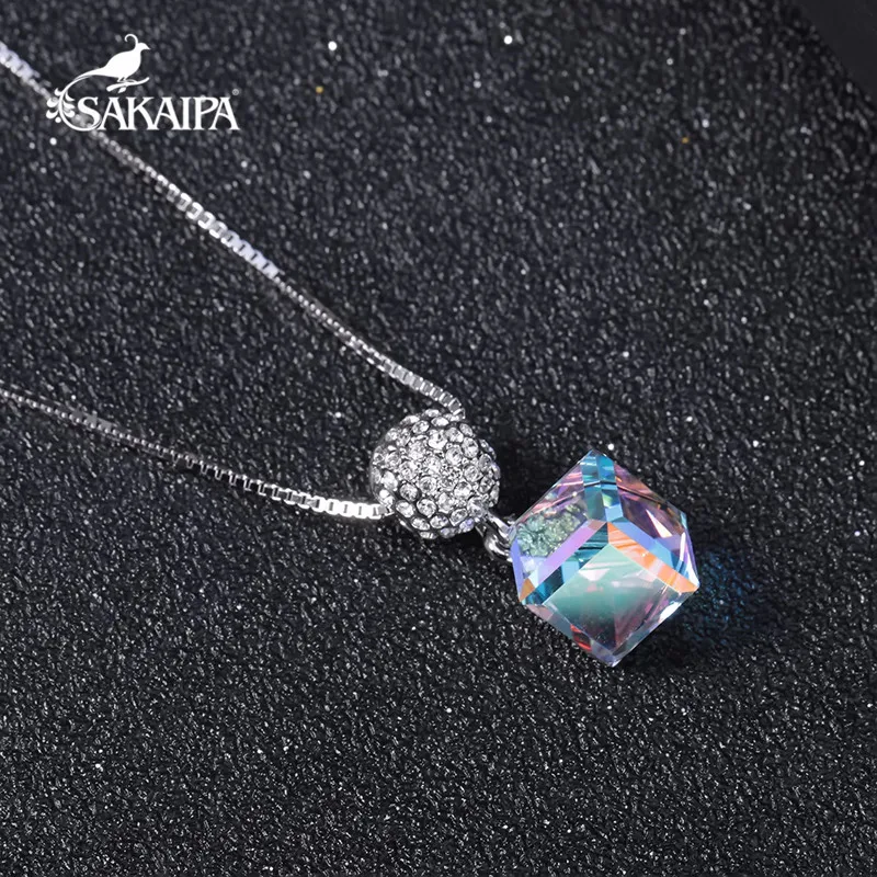 Mystic Цвет Swarovski Element Кристалл колье с кулоном модные украшения цепочки и ожерелья