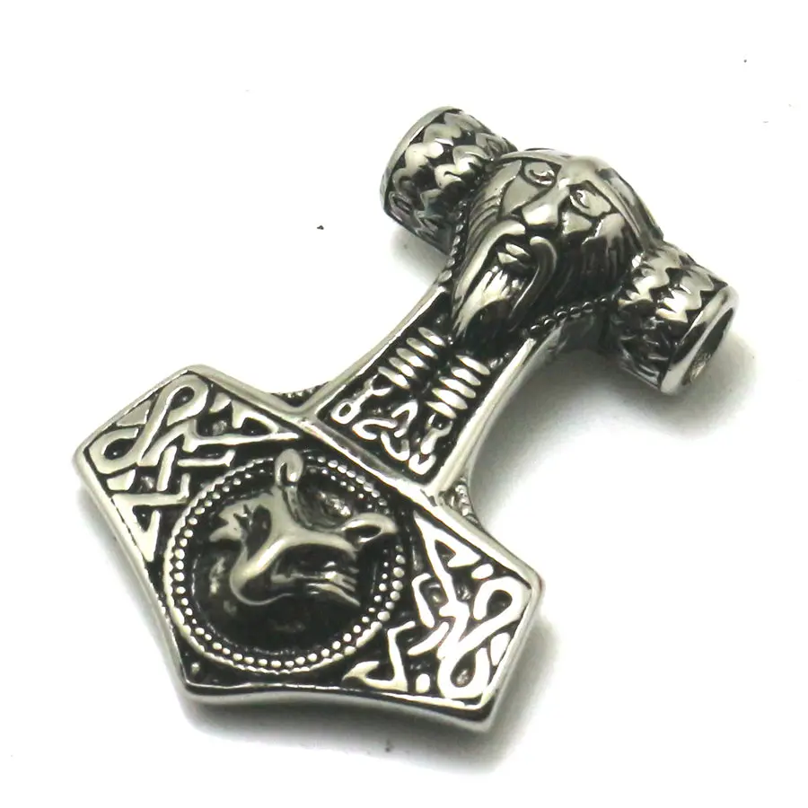 

Men Boy Cool 316L Stainless Steel Newest Thor's Hammer Vikings Pendant Newest