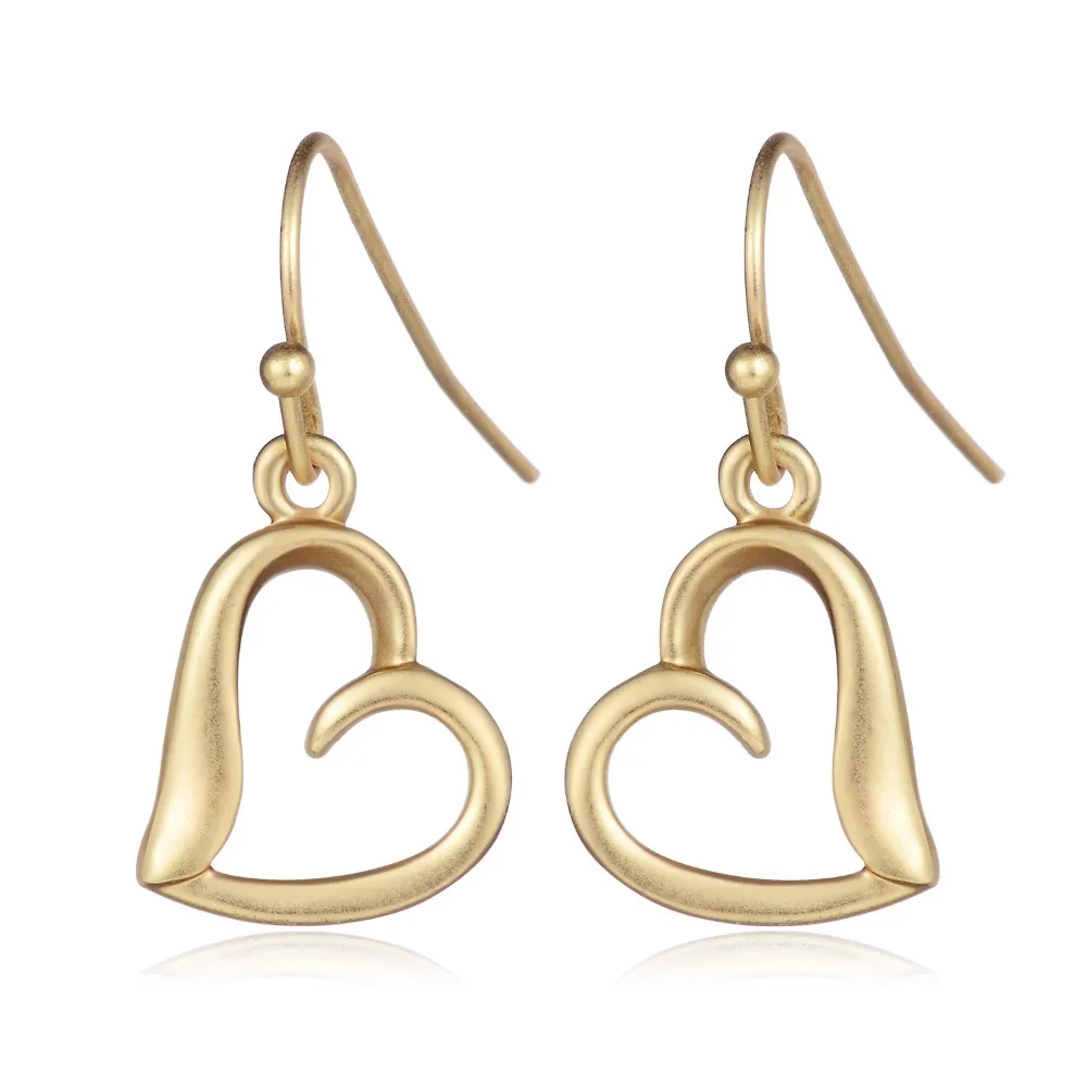 

N38 Women's Gold Earrings Hanging Fashion Jewelry Heart Shape Brincos 2018 Dangle Drop Earrings