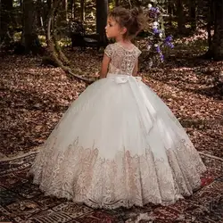 Платья трапециевидной формы с цветочным узором для девочек на свадьбу, платья для первого причастия, Платья для особых случаев