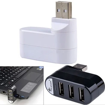 

Rotatable High Speed 480 Mbp USB HUB 3 Port Portable Mini USB 2.0 Splitter Adapter for PC Computer Notebook Peripherals Q232