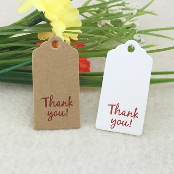 

1000pcs 4*2cm Kraft Brown Hang Tags DIY Handmade Gift Tags Thank you Tag Paper Packing Labels/price tags for Jewelry/wedding