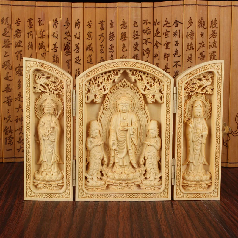 Прямая поставка китайские резные строительные резьбы Avalokitesvara три коробки