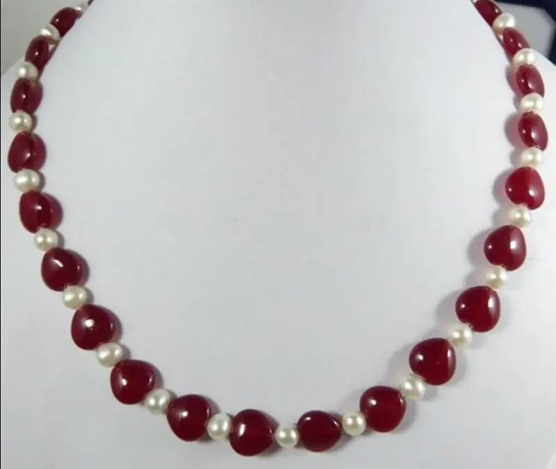 Wholesale -8MM White Cultured PEARL&amp12mm red Heart * Necklace 18&quot | Украшения и аксессуары