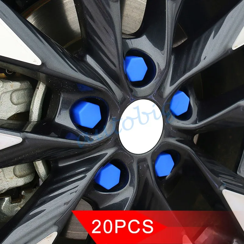 

20PCS Auto Accessories 19mm Wheel Hub Screw Lug Bolt Nut Cap Valve Stem Cover Hexagonal Protector Trim