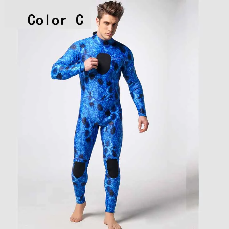 Для мужчин 3 мм толщиной дайвинг костюм мужского тела темный цвет грудь и колени утолщение пластины Для мужчин камуфляж подводное плавание одежда - Цвет: color C