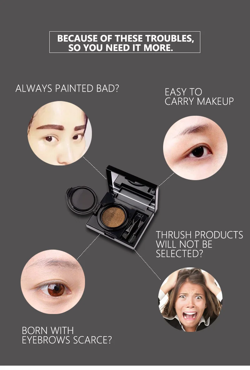 HOLD LIVE Eyebrow Cushion-cara Two Tone Gel Double Color Air Cushion Eyebrow Powder Palette With Brushes For Eyes Makeup (3)