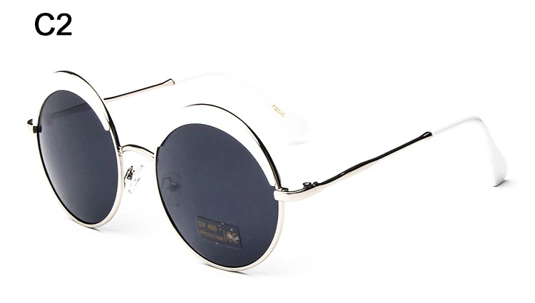 Fashion Women Funky HD Polarized Hippie Round Metal Blue Mirror Lens Reflective Sunglasses with Case Circle Glasses for Girls (12)