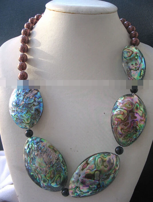 

FREE SHUPPING>>>@@> N1813 abalone shell egg and shell round necklace 23
