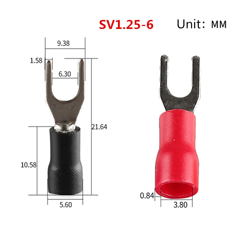 SV1.25-6 Furcate вилка Штепсель 22 ~ 16AWG провода обжимной прессованные терминалы кабель провода разъем комплект
