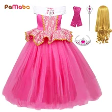 PaMaBa/Детское платье принцессы Авроры на день рождения; карнавальный костюм Спящей красавицы для девочек; Рождественский подарок; нарядное платье