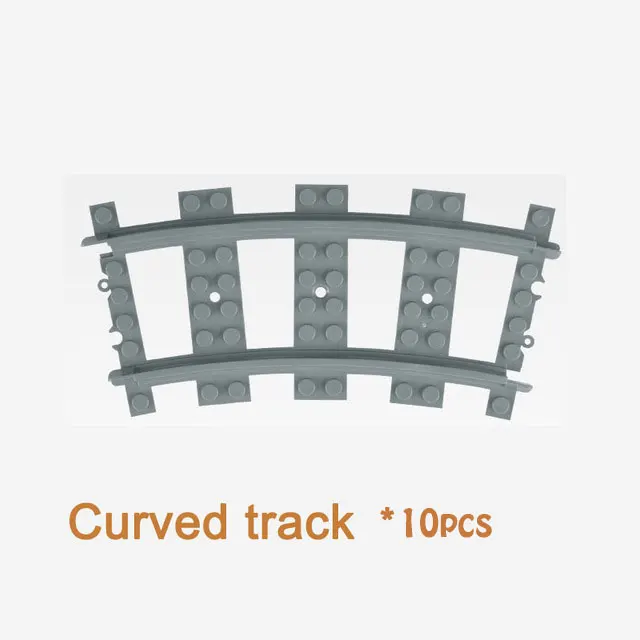 Гибкие городские поезда рельсы трек модель железной дороги наборы форкированные прямые изогнутые строительные блоки кирпичи совместимые основные брендовые игрушки - Цвет: Cruved 10pcs