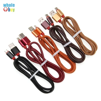 

500pcs Wholesale 0.25m 1m Leather Type C 8pin Micro Usb Data Sync Charger Cable for Xiaomi HTC Iphone Xs Samsung Galaxy Note 9