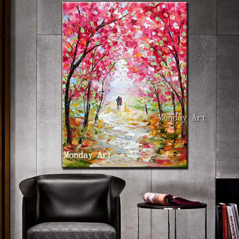 Hand-Painted-Abstract-Pink-Flower-Palette-Knife-Landscape-Oil-Painting-Wall-Picture-Living-Room-Home-Wall (2)