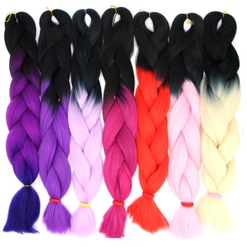 

Feibin Braiding Hair Synthetic High Temperature Fiber Ombre Crochet Braid Hair Extensions 41inches