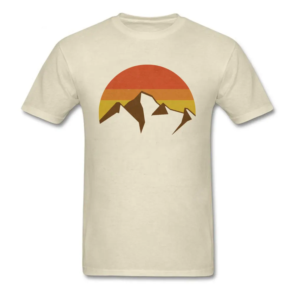 DesignCasual Short Sleeve Tees Summer/Fall New Design Round Collar 100% Cotton Fabric T Shirts Boy Top T-shirts Custom  peaks and summits and fall sun beige