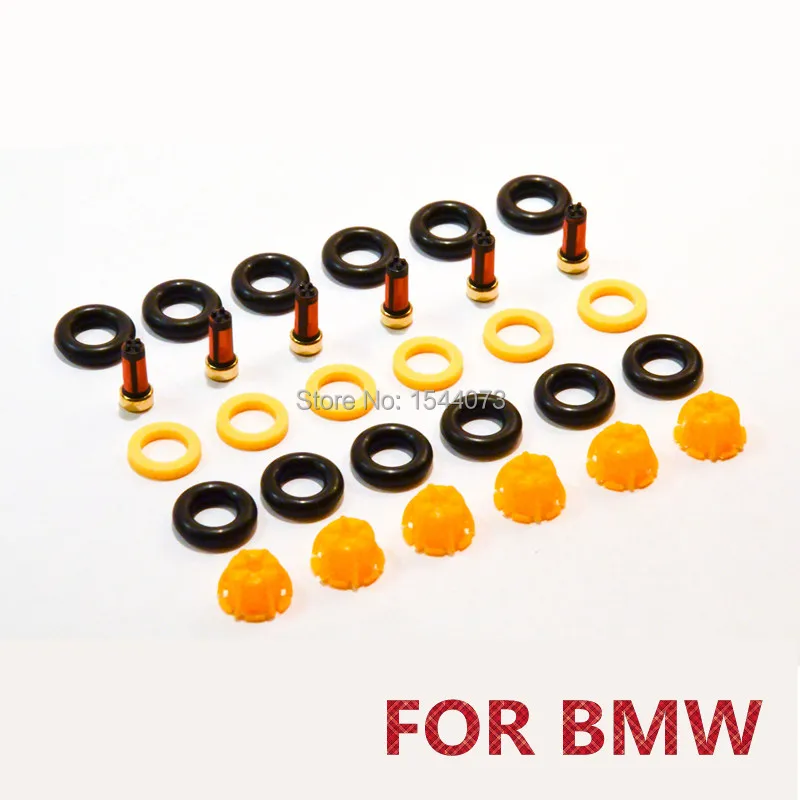 6 компл./30 шт. ремонтные наборы деталей топливной форсунки инжекторы Комплект прокладок набор фильтров для BMW E60 E39 520i 523i 525i 528i