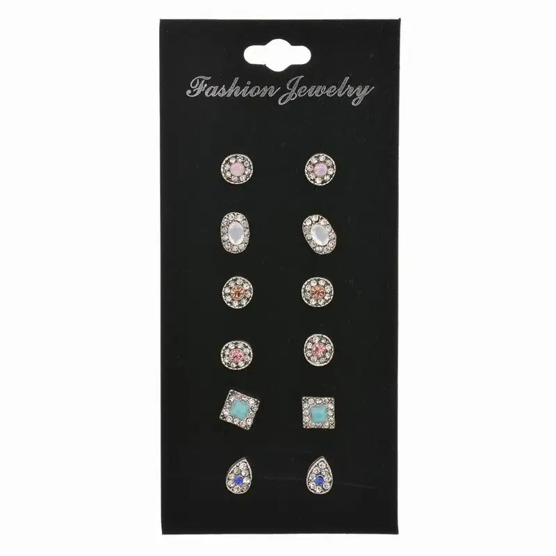 

Trendy Gothic Crystal Stud Earrings Set Zinc Alloy Geometric Flower Earring Fashion Modern Woman Earrings 2018 Female jewelry