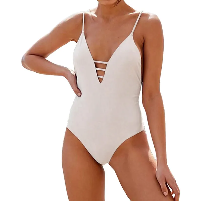 

2019 Sexy Swimsuit Women Swimwear One Piece Bodysuit Push Up Monokini Halter Cross Bathing Suits Swim Suit Wear Female Beachwear
