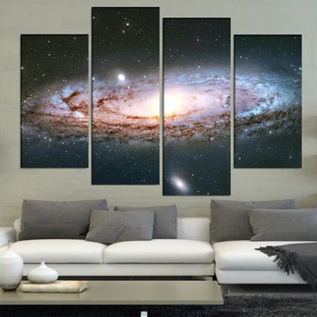 

Home Decor Canvas Living Room Printed Modern 4 Panel Abstract Andromeda Galaxy Pictures Painting Wall Art Poster Modular Frame