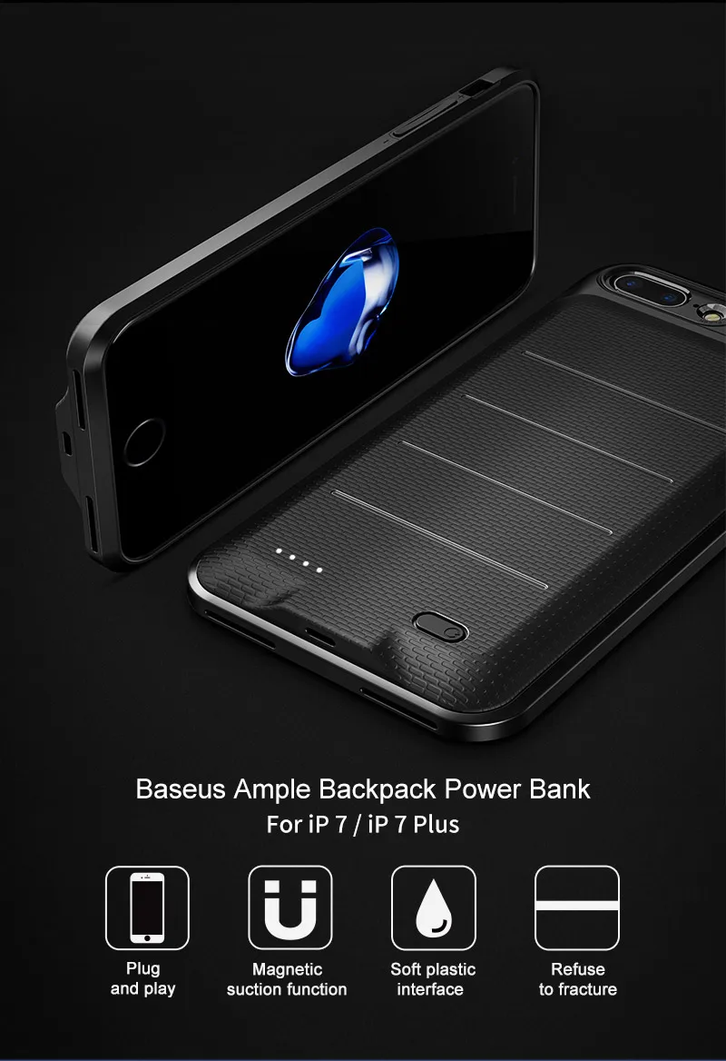 baseus magnetic battery charger case for iphone 7 7 plus 2500mah 3650mah external backup battery case for iphone 7 power bank