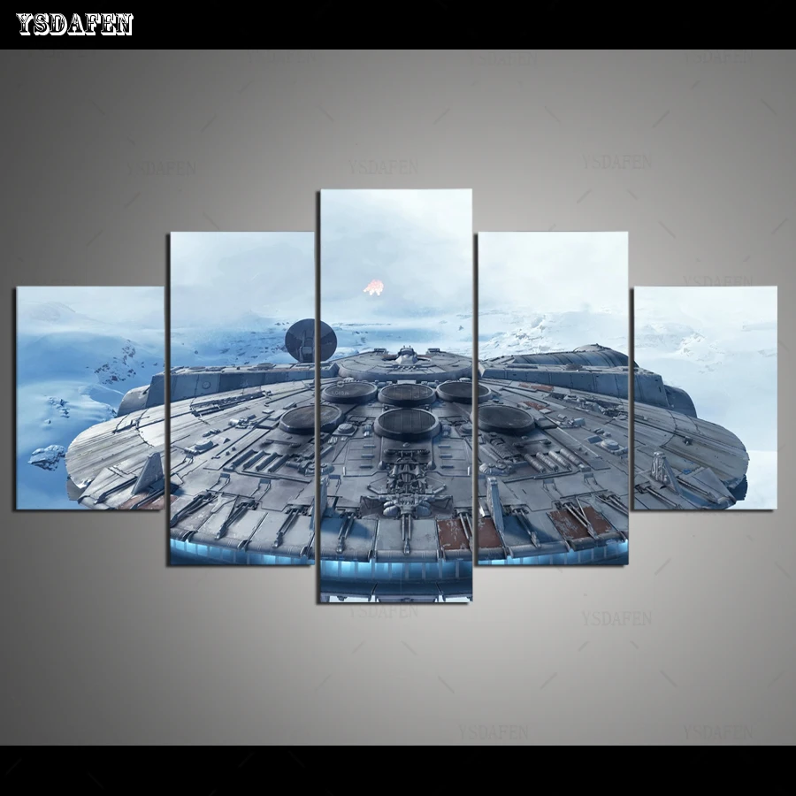 

Drop Shipping HD 5 panel Canvas Art Rich And Star Wars painting panther mountain Poster Picture For Living Room VH-1715