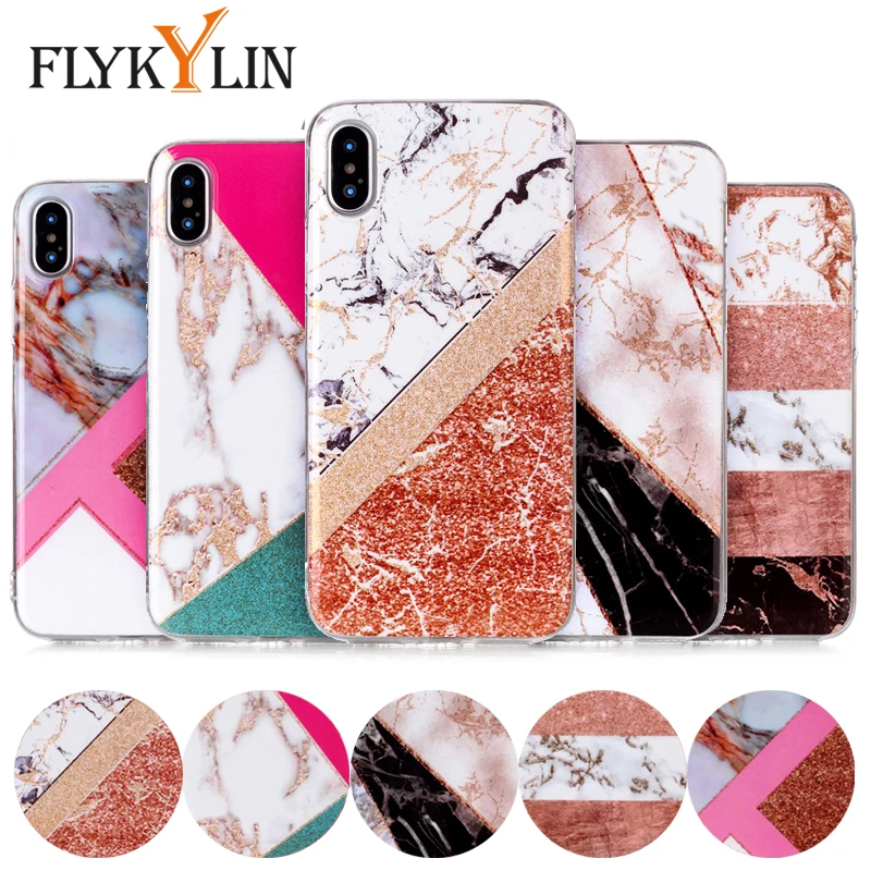 

FLYKYLIN Bling Marble Phone Case For iphone XS Max Cases For iphone 5S 5 SE 6 6S 7 8 Plus X XR Cover Soft TPU Silicone Coque