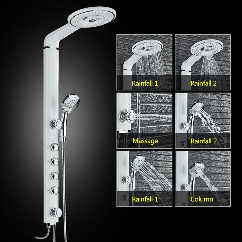 Saeuwtowy хромированная с черной или белой душевой колонной массажные струи для тела панель для ванной Душевой панели ABS пластик ручной душ