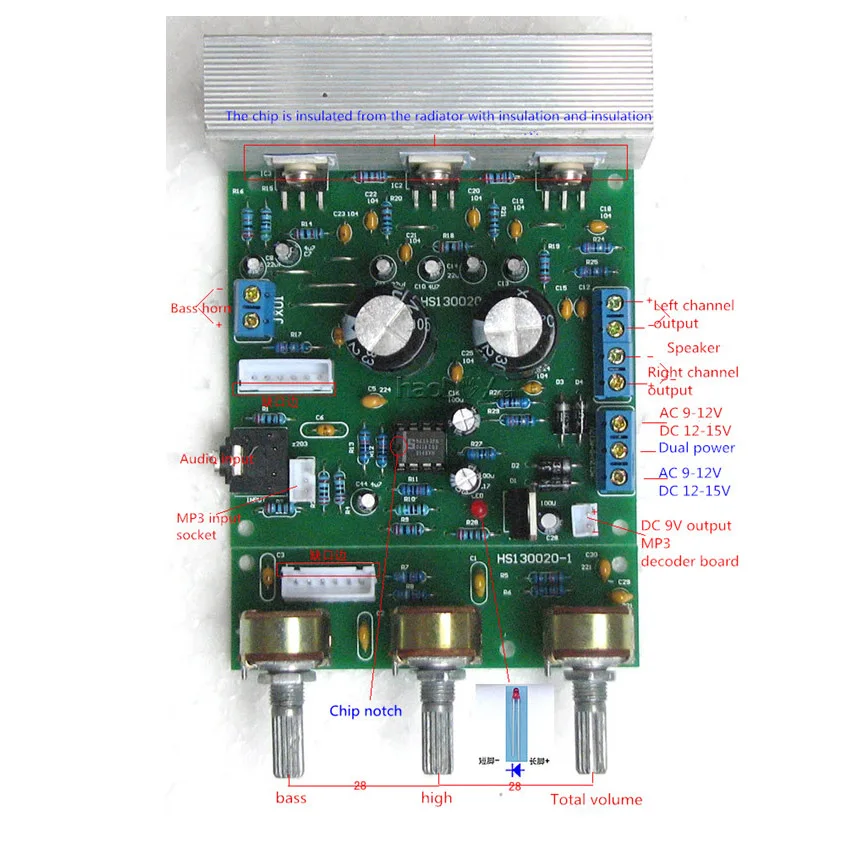 CNIKESIN Tda2030a Amp mb 2 1 3 Панель канального усилителя супер бас pcb собери сам запасные