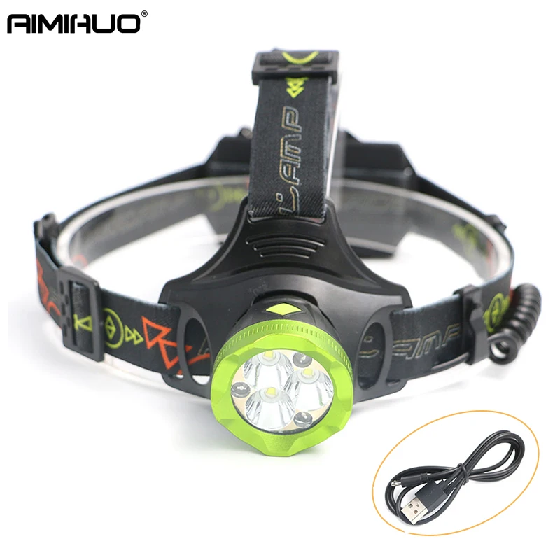 

AIMIHUO 3 Red Light +3*T6 LED Headlight USB Rechargeable Head Lamp Powerful 8000LM Flashlight Head Hunting Fishing LED Headlamp