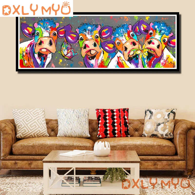 

Color Animal Painting Picture of Rhinestones 5D Full Diy Diamond Painting Mosaic Handwork Embroidery with Diamonds Cartoon Cow