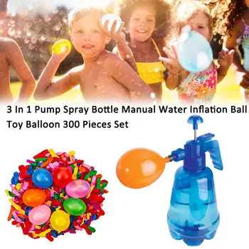 

300pcs/set Innovative Water Balloon Portable Filling Station 3 In 1 Pump Spray Bottle Manual Water Inflation Ball Toy Balloon