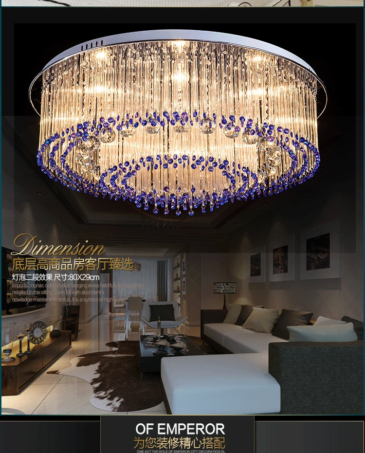 Современный минималистичный светодиодный потолочный светильник для гостиной, хрустальная лампа, круглая хрустальная лампа для спальни