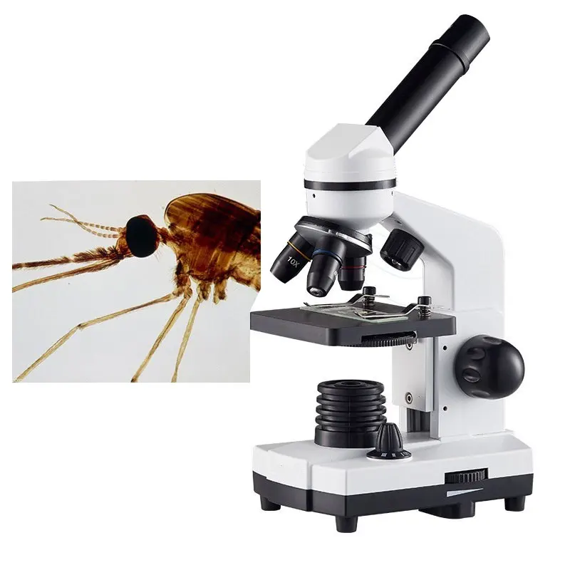 80X-1600X Биологический микроскоп профессиональный Монокуляр Homeschool Студенческий микроскоп светодиодный с подсветкой