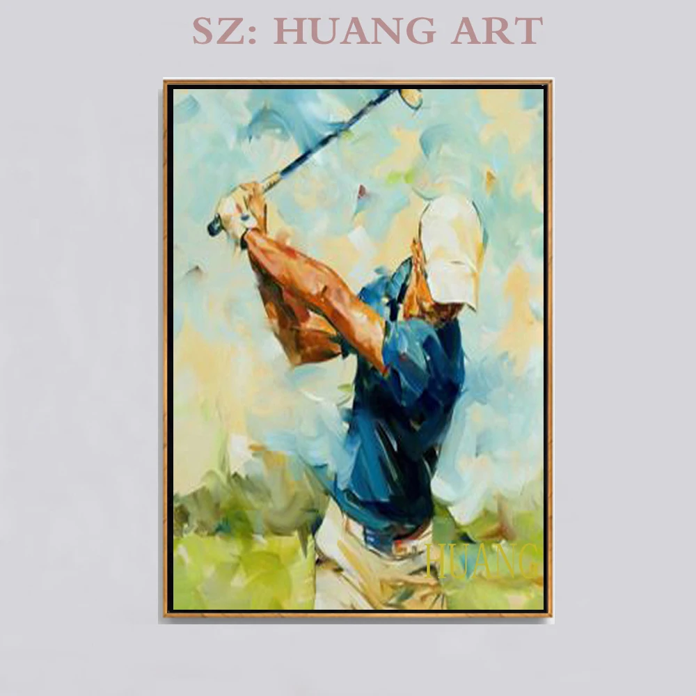 

hand made Brand painting Playing golf New Figures colorful abstract oil painting on canvas good for decorate house